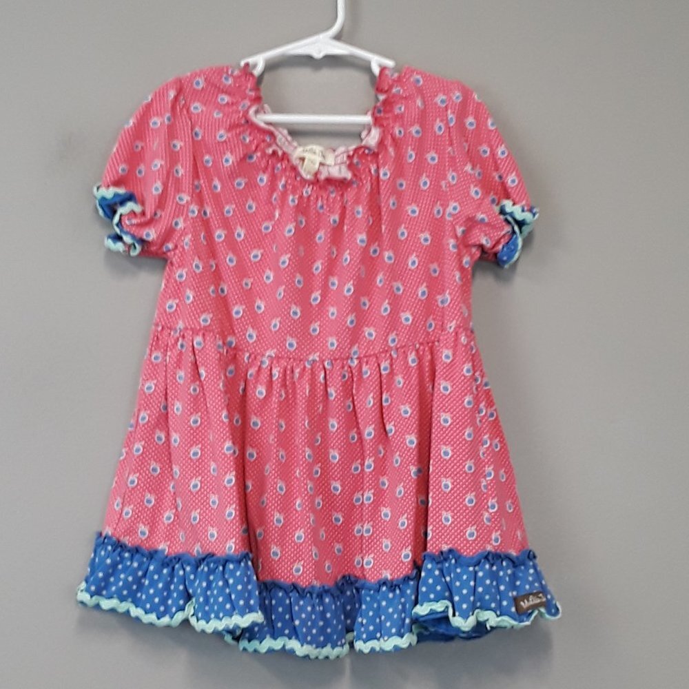 Matilda Jane‎ Pink Ruffle Multi Print Girls Dress